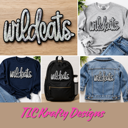 Wildcats Sequin Sweatshirt, Wildcats Sparkle Crewneck or Hoodie, School Spirit Apparel