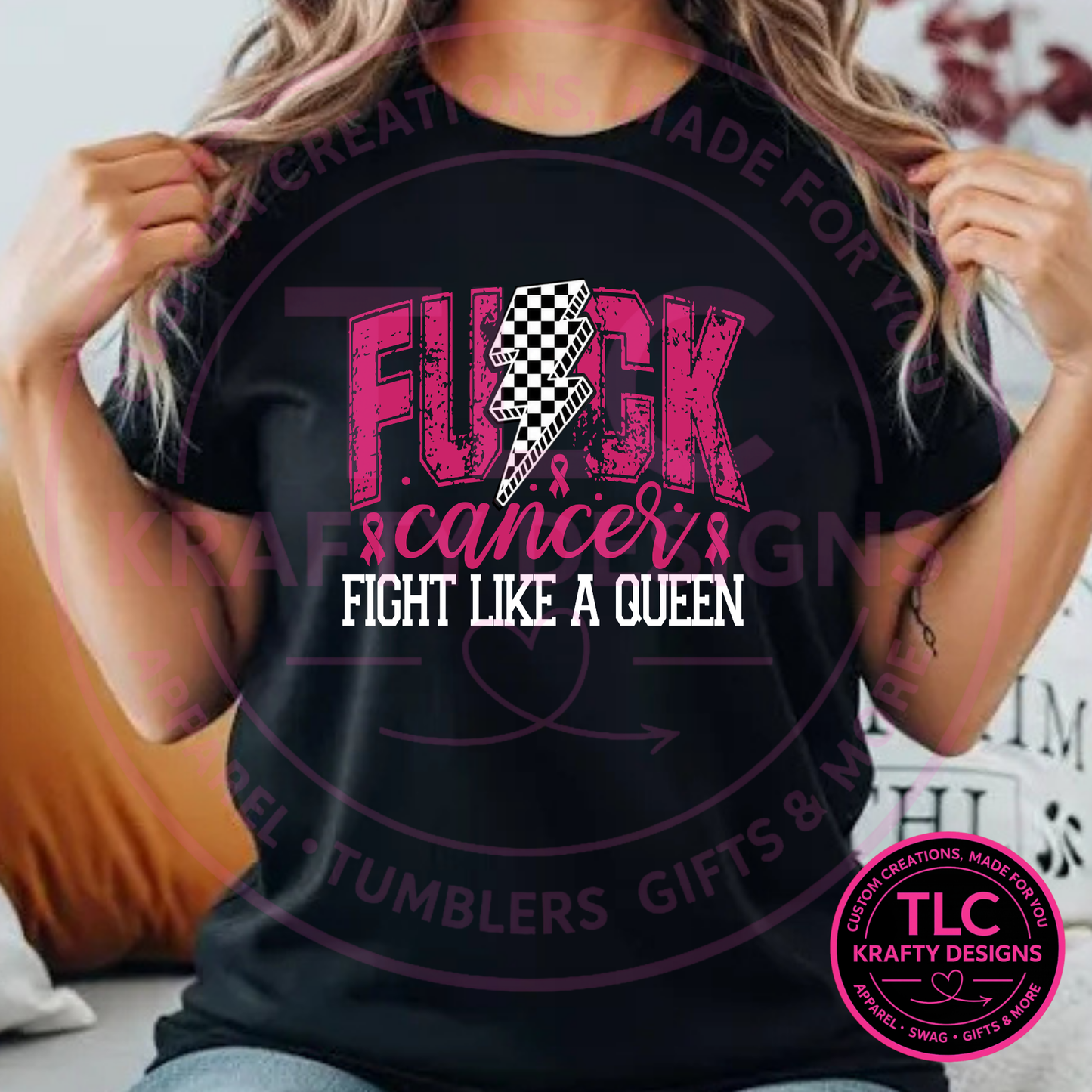 F Cancer Fight Like A Queen Shirt, Breast Cancer Awareness Shirt, Pink Ribbon Tee, Cancer Warrior Gift