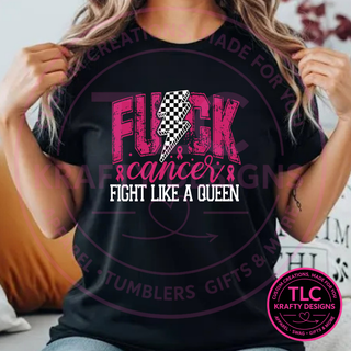 F Cancer Fight Like A Queen Shirt, Breast Cancer Awareness Shirt, Pink Ribbon Tee, Cancer Warrior Gift