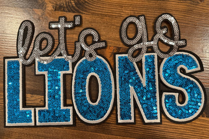 XL Let's Go Lions Sequin Patch – Sporty Iron-On / Sew-On Applique CK