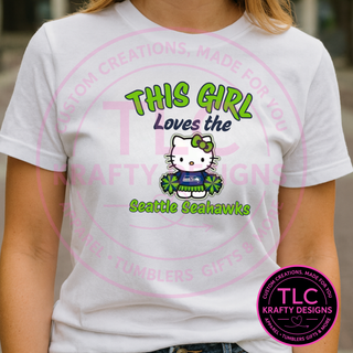 This Girl Loves Seattle Football Kitty Navy Design - Seattle Sports Apparel