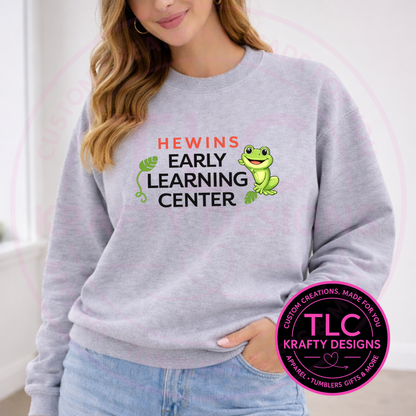Sitting Frog Hewins Early Learning Center Apparel - Frog With White Lettering