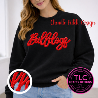 Bulldogs Fuzzy Patch, Chenille Style Patch, Custom Team Patch Fluffy Patch