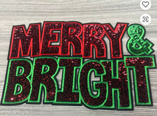 Merry & Bright Extra Large Patch – 10” Red and Green Sequin Iron-On Holiday Patch preorder