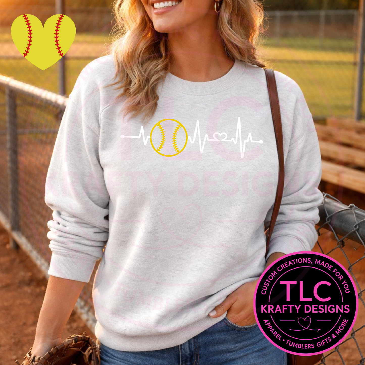 Softball Mom Shirt & Sweatshirt – Softball Heartbeat Graphic Tee