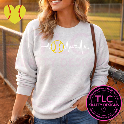 Softball Mom Shirt & Sweatshirt – Softball Heartbeat Graphic Tee