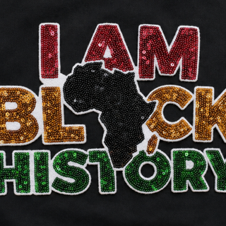 I Am Black History Sequin Patch, Black History Month Patch, Rhinestone Style Iron On Patch, Cultural Pride Apparel Patch