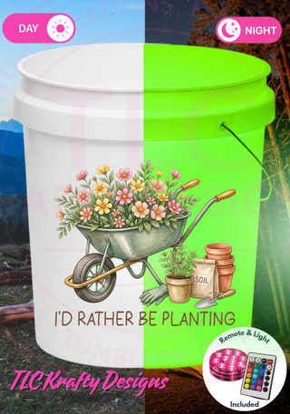 I’d Rather Be Planting Light Up Bucket, Gardening Gift for Mom, Flower Lover LED Bucket, Garden Decor, Outdoor Patio Glow Light