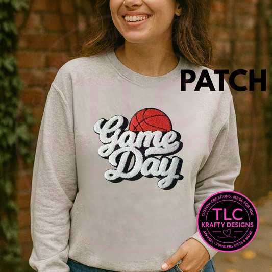 Game Day Basketball Patch – Chenille Style Sports Patch for Hoodies, Sweatshirts & Jackets