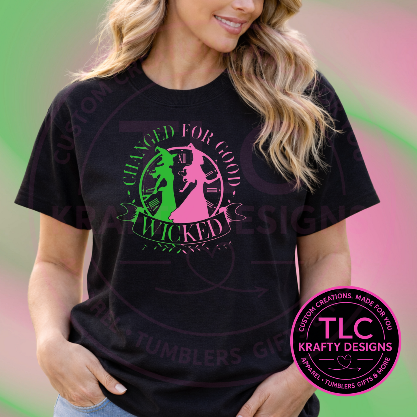 Changed for Good Wicked Shirt or Sweatshirt – Green & Pink Musical Theater Apparel
