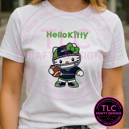 Kitty Seattle Seahawks T-Shirt – Cute Game Day Spirit!