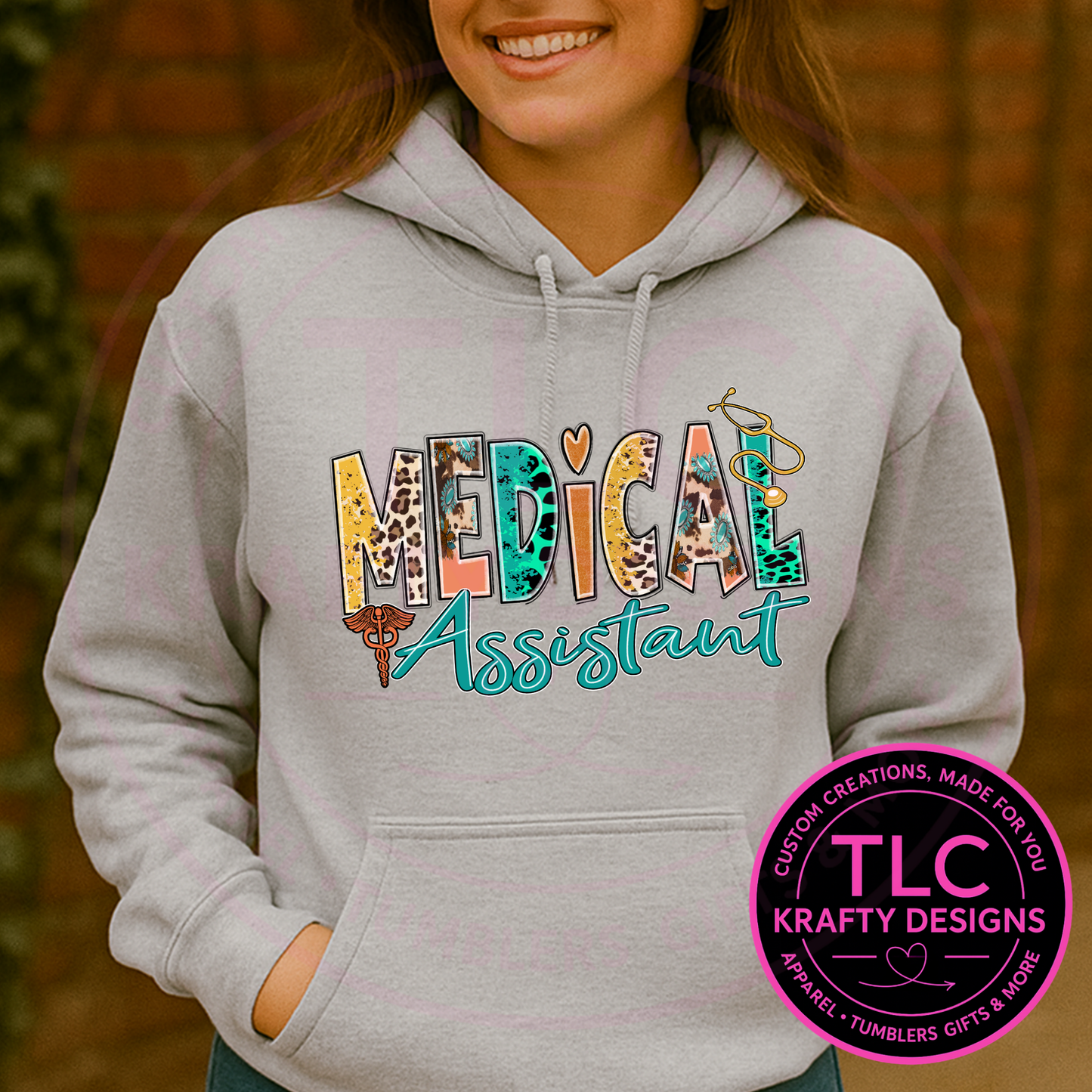 Colorful Patterned Medical Assistant Lettering – T-Shirt or Sweatshirt