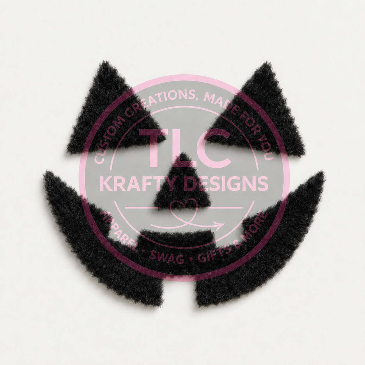 Fuzzy Jack O Lantern Patch, Black Pumpkin Face Iron On Patch, Halloween Patch