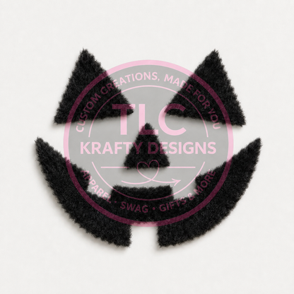 Fuzzy Jack O Lantern Patch, Black Pumpkin Face Iron On Patch, Halloween Patch