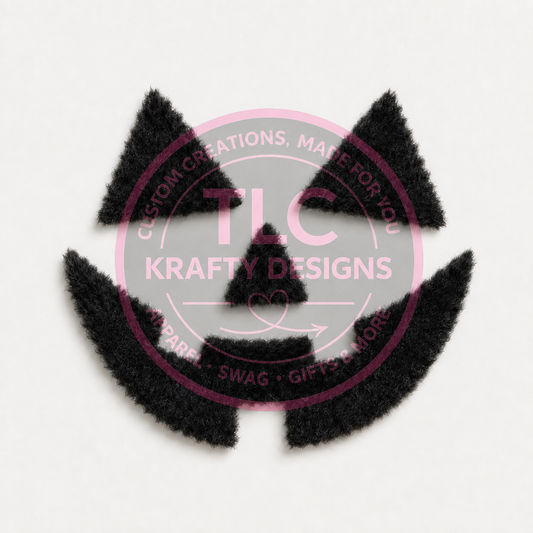 Fuzzy Jack O Lantern Patch, Black Pumpkin Face Iron On Patch, Halloween Patch