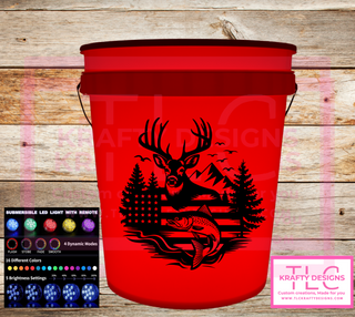 Wilderness Pride White LED Bucket with Lid | Custom UVT Design + Seat Lid Upgrade
