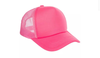 Pink baseball cap with mesh back on a white background