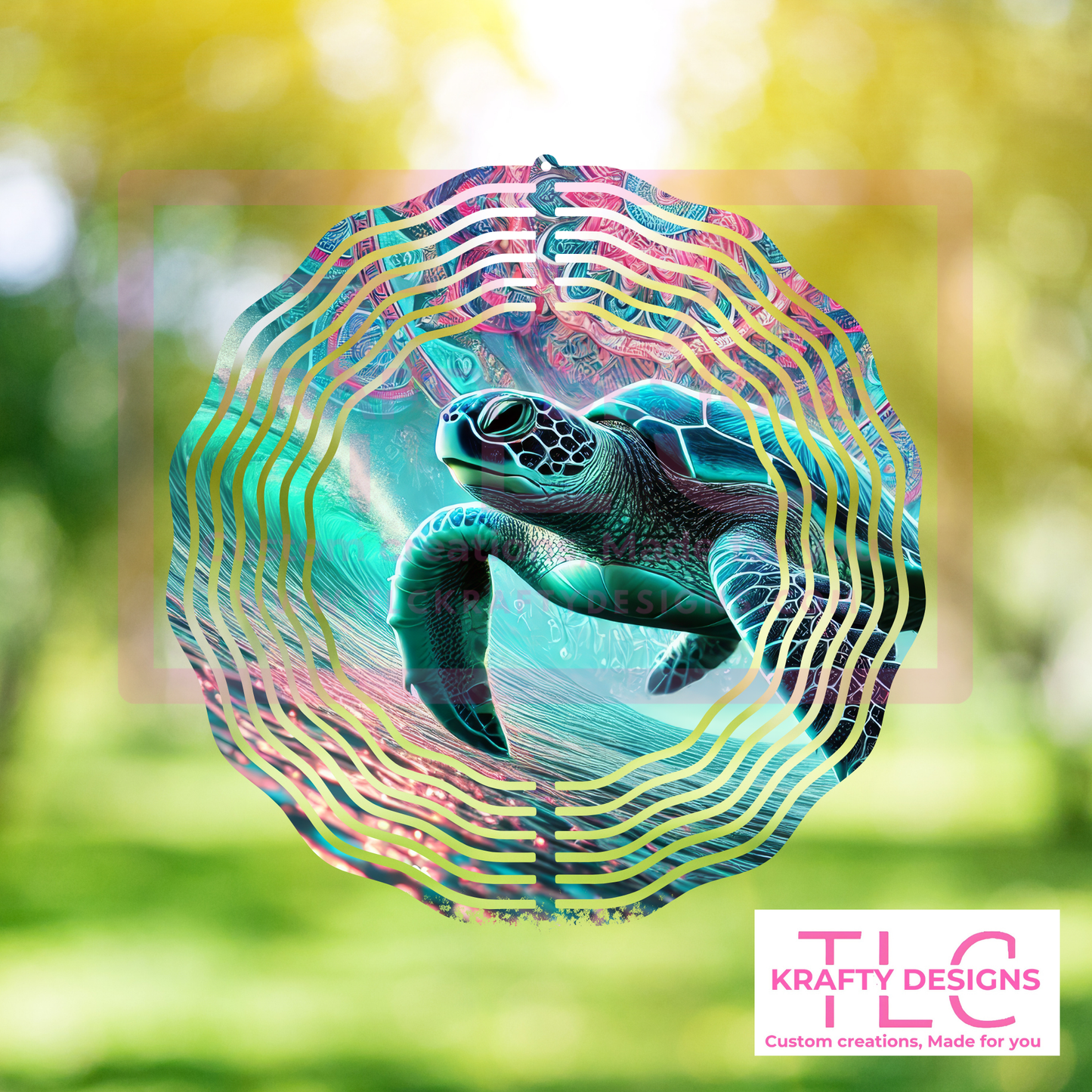 Sea Turtle 10” Wind Spinner – Ocean-Inspired Sublimated Metal Garden Décor