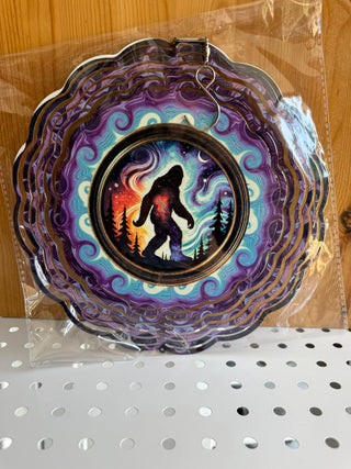 Bigfoot Wind Spinner – 10” Metal Outdoor Décor with Galaxy Night Sky