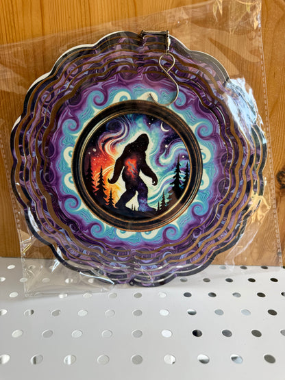Bigfoot Wind Spinner – 10” Metal Outdoor Décor with Galaxy Night Sky