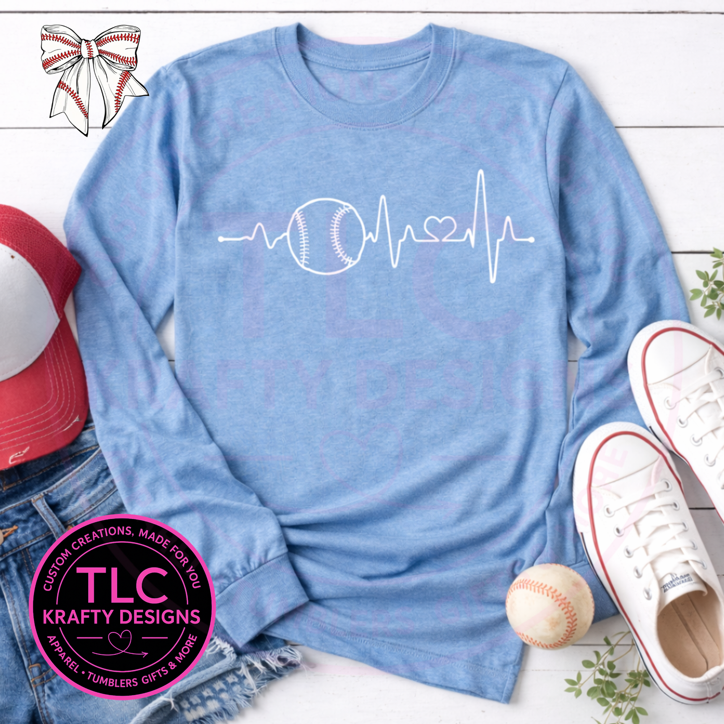 Baseball Mom Heartbeat Shirt or Sweatshirt – Game Day Baseball Fan Apparel