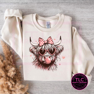 Heart Sunglasses Bubblegum Cow Graphic – T-Shirt or Sweatshirt