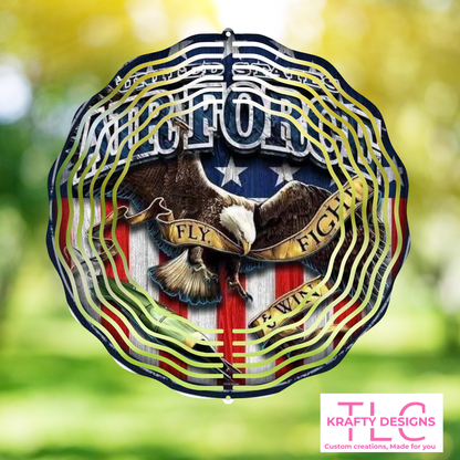 Fly • Fight • Win Air Force Wind Spinner – 10” Double-Sided Aluminum Patriotic Decor