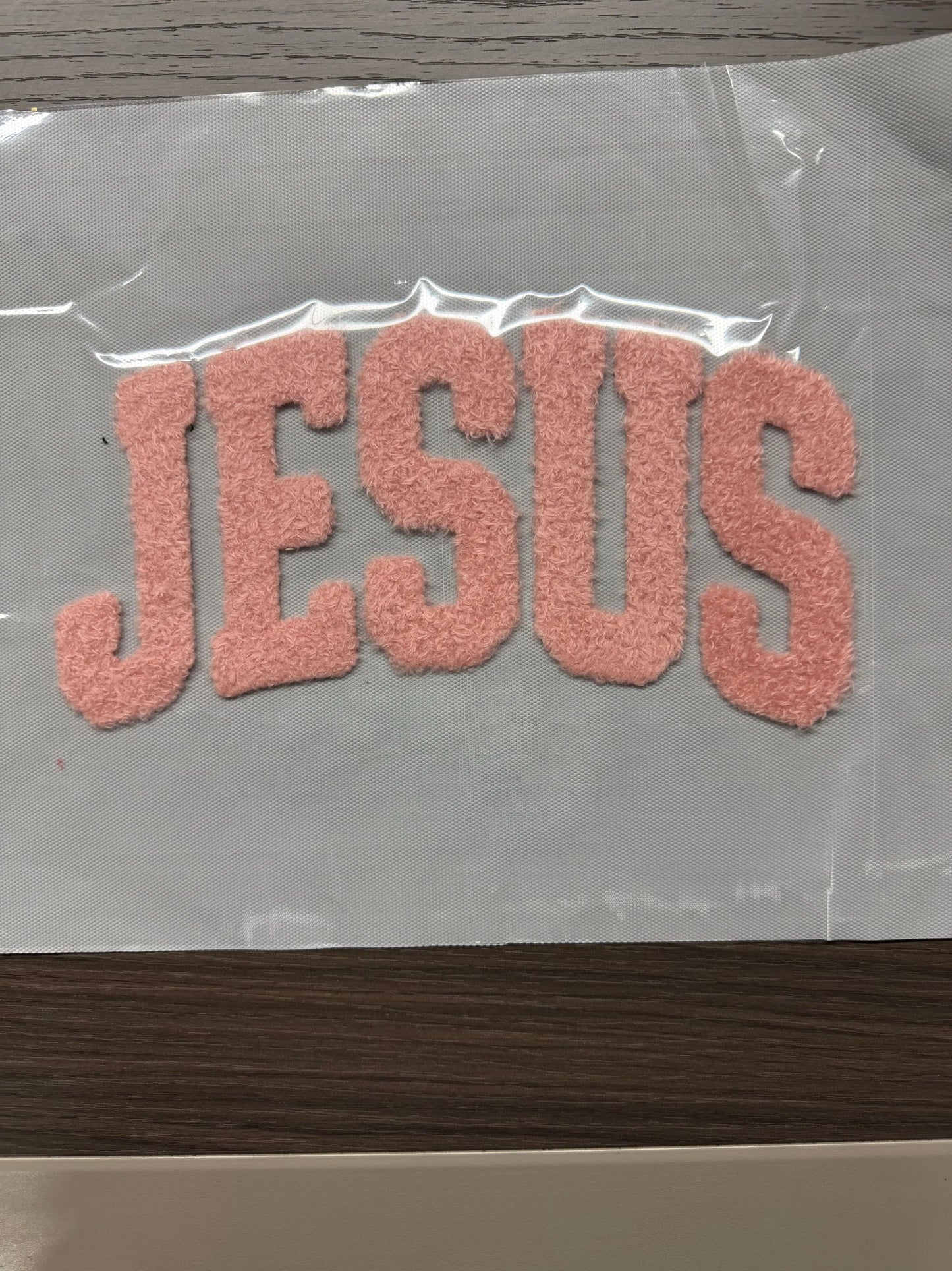 JESUS Fuzzy Patch – Soft Chenille Heat Press or Iron-On Patch | Faith Patch | Christian Appliqué for Sweatshirts Jackets
