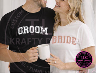 Groom Bride Shirts, Matching Varsity Couple Wedding Shirts