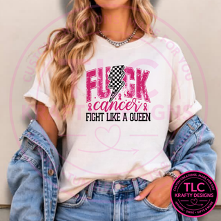 F Cancer Fight Like A Queen Shirt, Breast Cancer Awareness Shirt, Pink Ribbon Tee, Cancer Warrior Gift