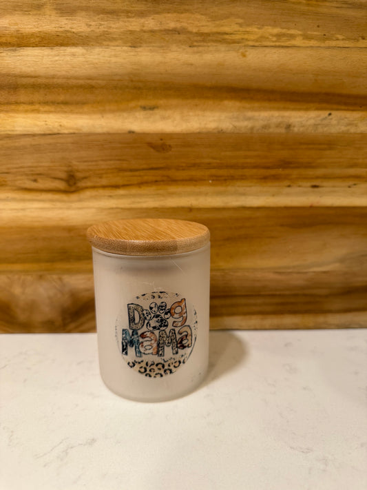 9oz Frosted Glass Candle / Trinket Holder with Bamboo Lid CK