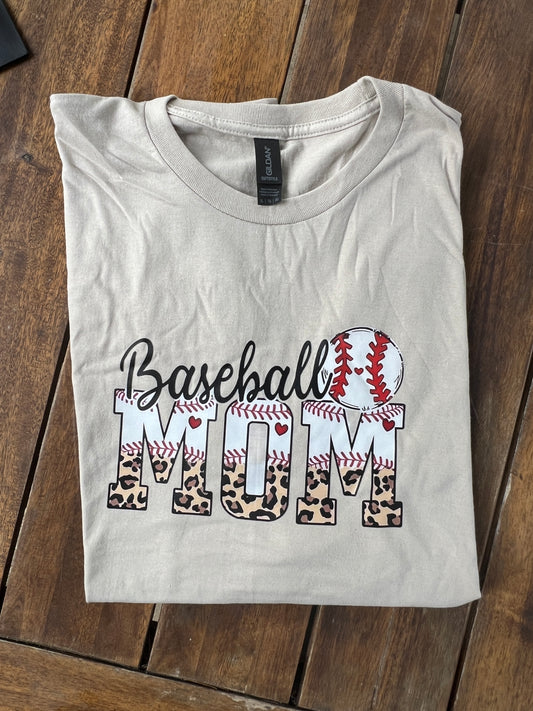 Leopard print Baseball Mom logo shirt!