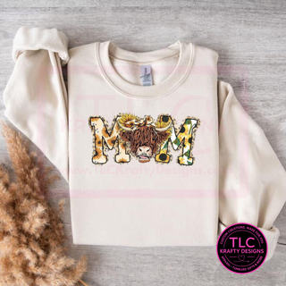 Sunflower Highland Cow MOM Graphic – T-Shirt or Sweatshirt
