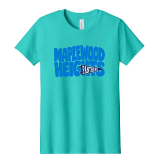 Maplewood Heights Panthers Pennant design on Bella + Canvas Jersey tee in Teal