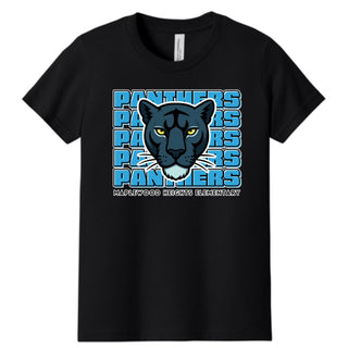 Maplewood Heights Panthers Stacked design on Bella + Canvas Jersey tee in Black