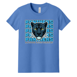 Maplewood Heights Panthers Stacked design on Bella + Canvas Jersey tee in Columbia Blue