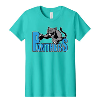 Maplewood Heights Panthers Leaping Panther design on Bella + Canvas Jersey tee in Teal