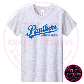 Maplewood Heights Panthers Script design on Bella + Canvas Jersey tee in Ash