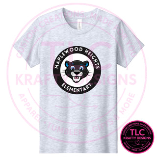 Maplewood Heights Panthers Badge design on Bella + Canvas Jersey tee in Ash
