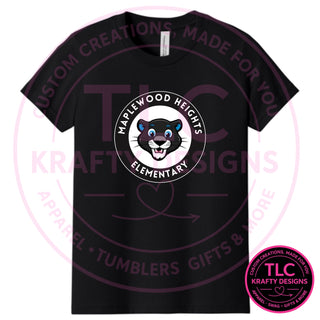 Maplewood Heights Panthers Badge design on Bella + Canvas Jersey tee in Black
