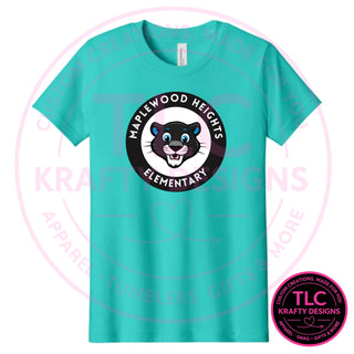 Maplewood Heights Panthers Badge design on Bella + Canvas Jersey tee in Teal