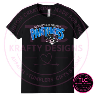 Maplewood Heights Panthers Bubble design on Bella + Canvas Jersey tee in Black