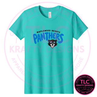 Maplewood Heights Panthers Bubble design on Bella + Canvas Jersey tee in Teal