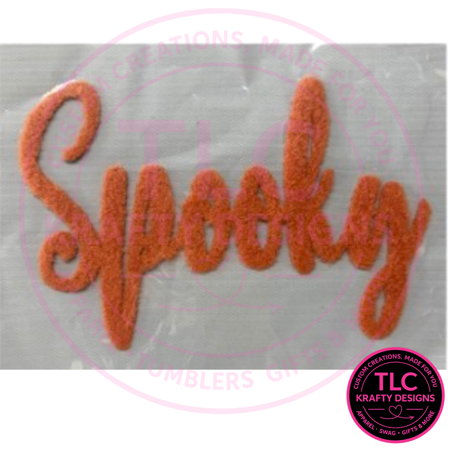 Spooky Fuzzy Iron-On Patch, Large Halloween Patch, Oversized Script Patch, Heat Press Patch for Sweatshirts, Jackets & Bags