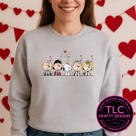 Valentine Friends Kiss Shirt or Sweatshirt | Cute Valentine Character Graphic Tee | Unisex Valentine Day Top | Love Friends Apparel