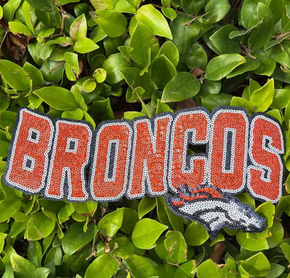 XL Broncos Chenille Patch – Oversized Iron On Football Patch | Orange Team Spirit Patch | Jacket Sweatshirt Appliqué