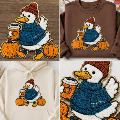 Fall Duck Sweatshirt, Pumpkin Coffee Duck Crewneck or Hoodie, Cute Autumn Sweatshirt