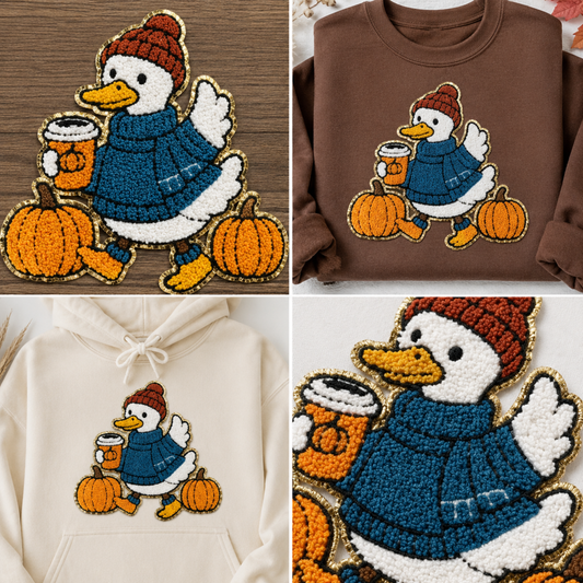 Fall Duck Sweatshirt, Pumpkin Coffee Duck Crewneck or Hoodie, Cute Autumn Sweatshirt