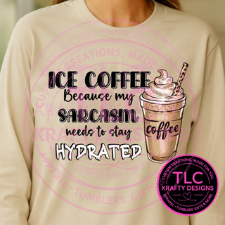 Iced Coffee & Sarcasm Shirt – Funny Coffee Lover Graphic Tee