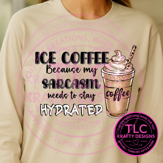 Iced Coffee & Sarcasm Shirt – Funny Coffee Lover Graphic Tee